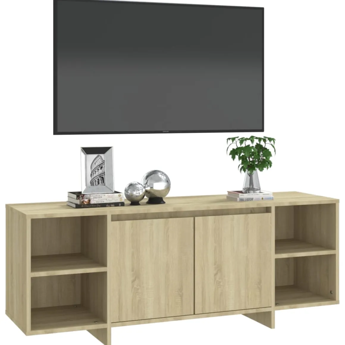 Mueble TV Dahl 2 puertas + 4 compartimentos roble 40x130x35 cm
