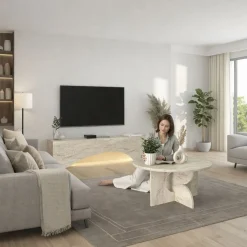 Mueble TV Mara luz LED gris 40x150x31,4 cm
