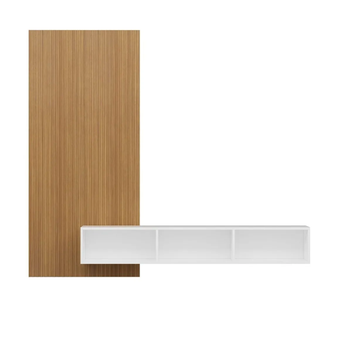 Mueble TV Rigel 3 compartimentos con panel decorativo blanco/natural 30x180x32 cm