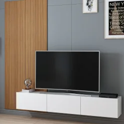 Mueble TV Rigel 3 compartimentos con panel decorativo blanco/natural 30x180x32 cm