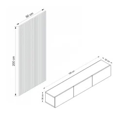 Mueble TV Rigel 3 compartimentos con panel decorativo blanco/natural 30x180x32 cm