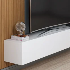 Mueble TV Rigel 3 compartimentos con panel decorativo blanco/natural 30x180x32 cm