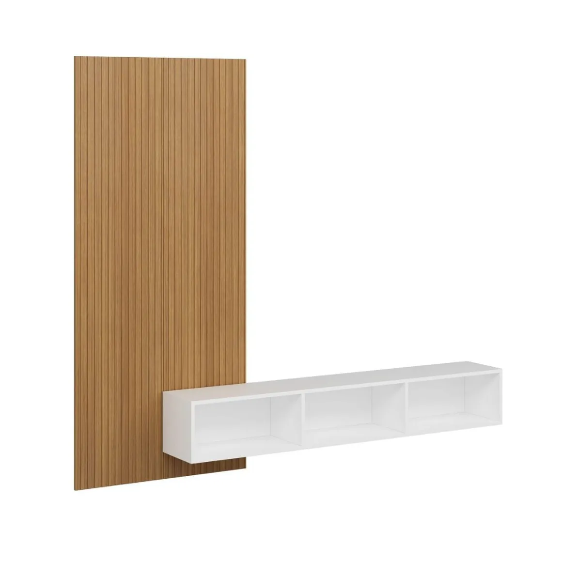 Mueble TV Rigel 3 compartimentos con panel decorativo blanco/natural 30x180x32 cm
