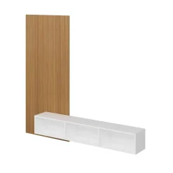Mueble TV Rigel 3 compartimentos con panel decorativo blanco/natural 30x180x32 cm