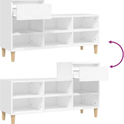 Mueble zapatero 1 cajón 6 compartimentos 60x102x36 cm