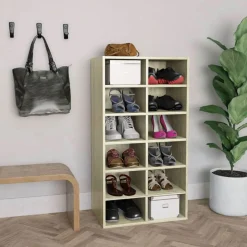Mueble zapatero 12 compartimentos gris claro 100,5x54x34 cm