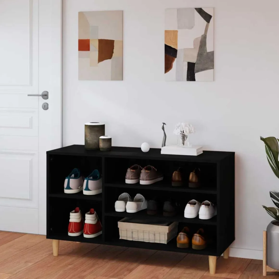 Mueble zapatero 5 compartimentos madera 60x102x36 cm