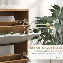 Mueble zapatero con 4 cajones abatibles y estantes ajus homcom