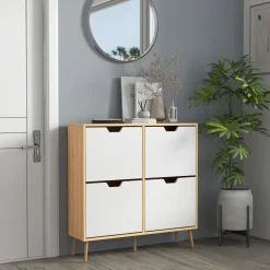 Mueble zapatero con 4 cajones abatibles y estantes ajus homcom