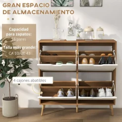 Mueble zapatero con 4 cajones abatibles y estantes ajus homcom