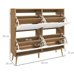 Mueble zapatero con 4 cajones abatibles y estantes ajus homcom