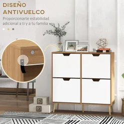 Mueble zapatero con 4 cajones abatibles y estantes ajus homcom