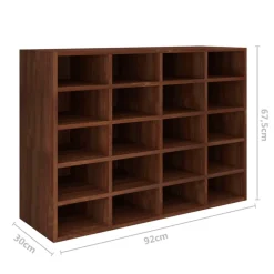 Mueble zapatero de madera 20 compartimentos roble oscuro 67,5x92x30 cm