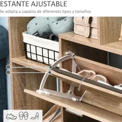 Mueble zapatero Nueva Delhi Homcom 2 puertas + estantes natural 98x101,5x25,5 cm