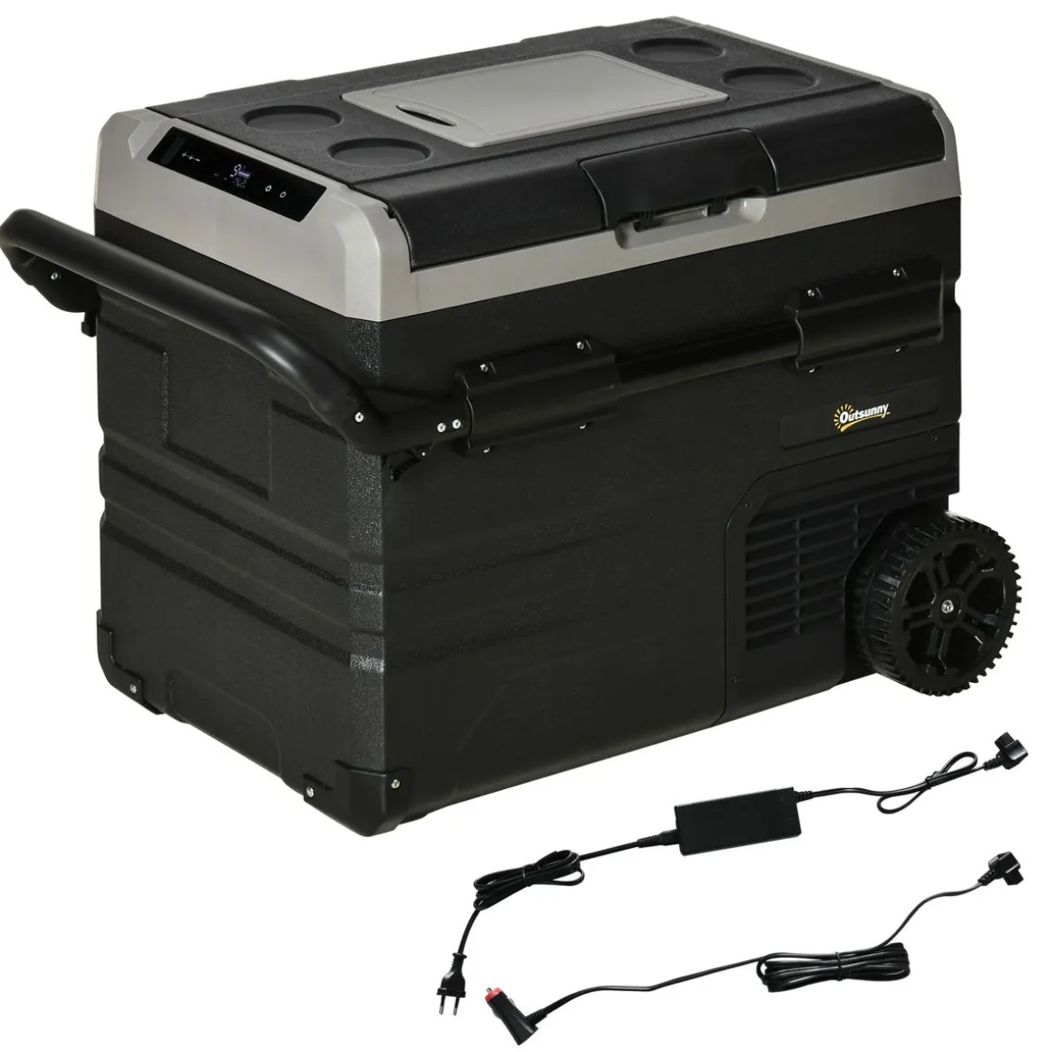 Nevera/congelador para coche Outsunny 60L pantalla LED negro 57,1x71,1x46 cm