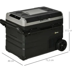 Nevera/congelador para coche Outsunny 60L pantalla LED negro 57,1x71,1x46 cm