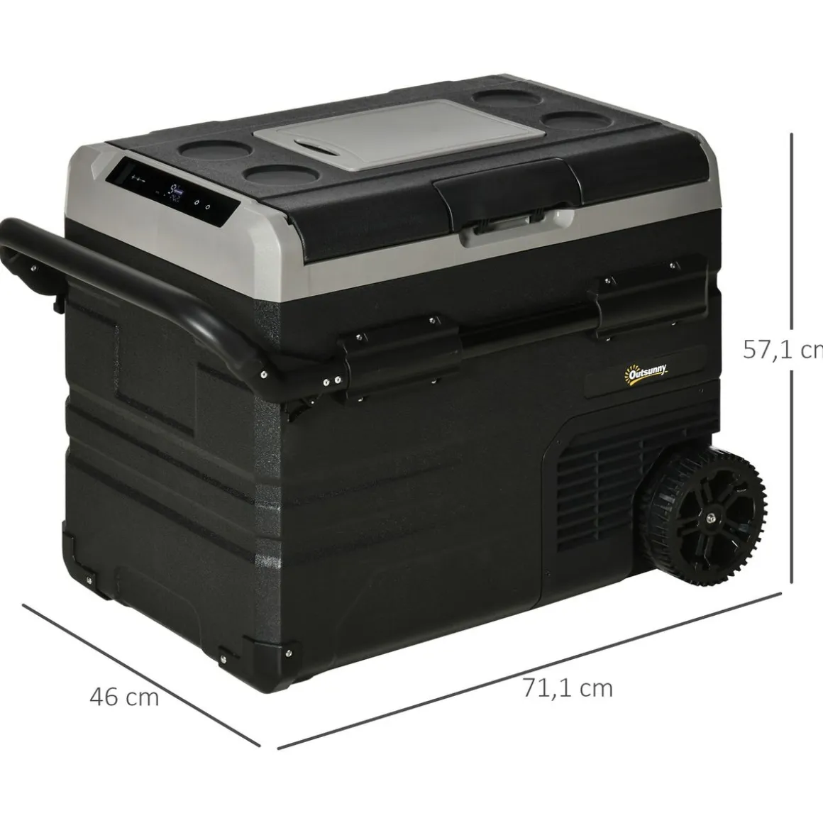 Nevera/congelador para coche Outsunny 60L pantalla LED negro 57,1x71,1x46 cm