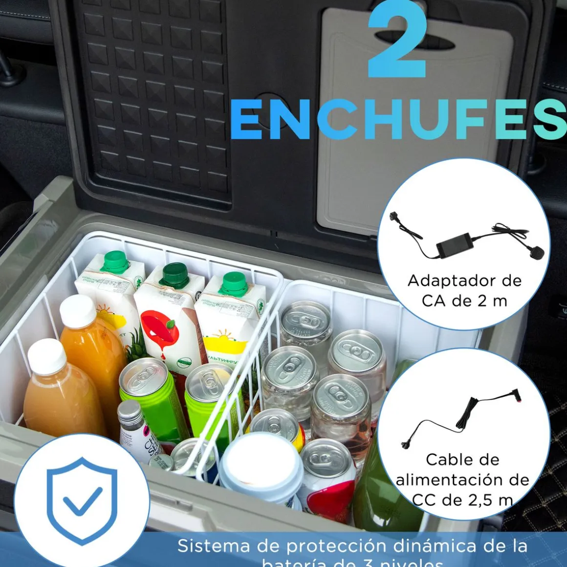 Nevera/congelador para coche Outsunny 60L pantalla LED negro 57,1x71,1x46 cm