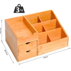 Organizador de escritorio Homcom bambú 15,5x33x20,5 cm