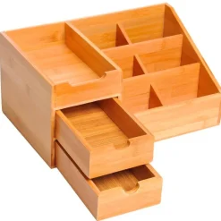 Organizador de escritorio Homcom bambú 15,5x33x20,5 cm