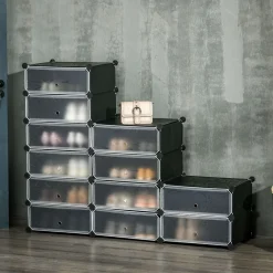 Organizador modular Génova Homcom 12 cubos personalizable blanco/negro 108x94x37 cm