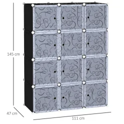 Organizador modular Lume Homcom 12 cubos personalizable blanco/negro 145x111x45 cm