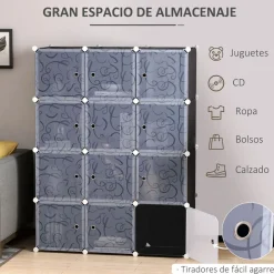 Organizador modular Lume Homcom 12 cubos personalizable blanco/negro 145x111x45 cm