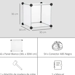 Organizador modular Pluma Homcom 16 cubos transparente 125x125x32 cm