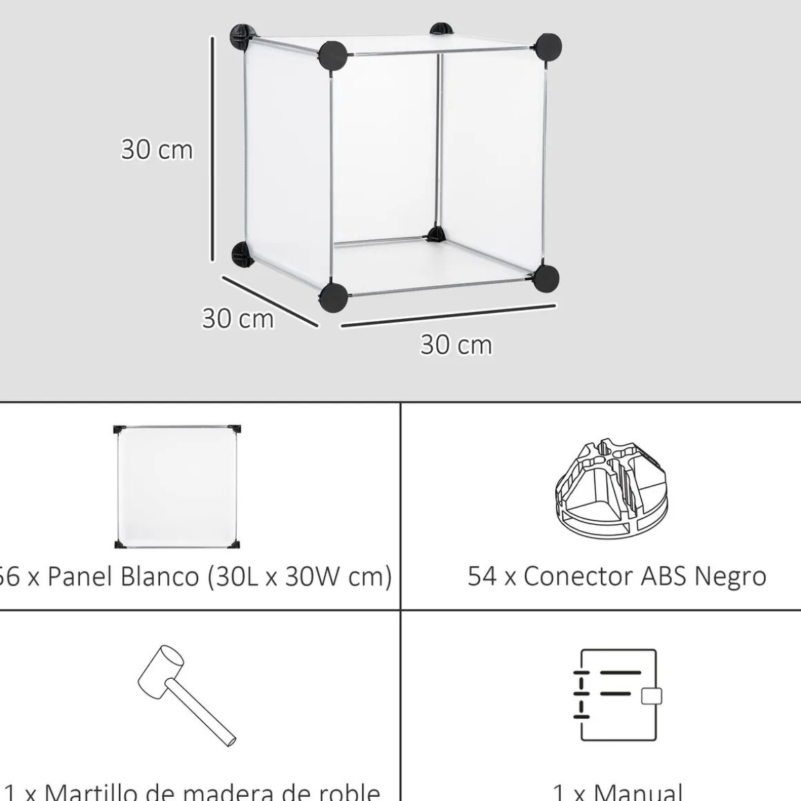 Organizador modular Pluma Homcom 16 cubos transparente 125x125x32 cm