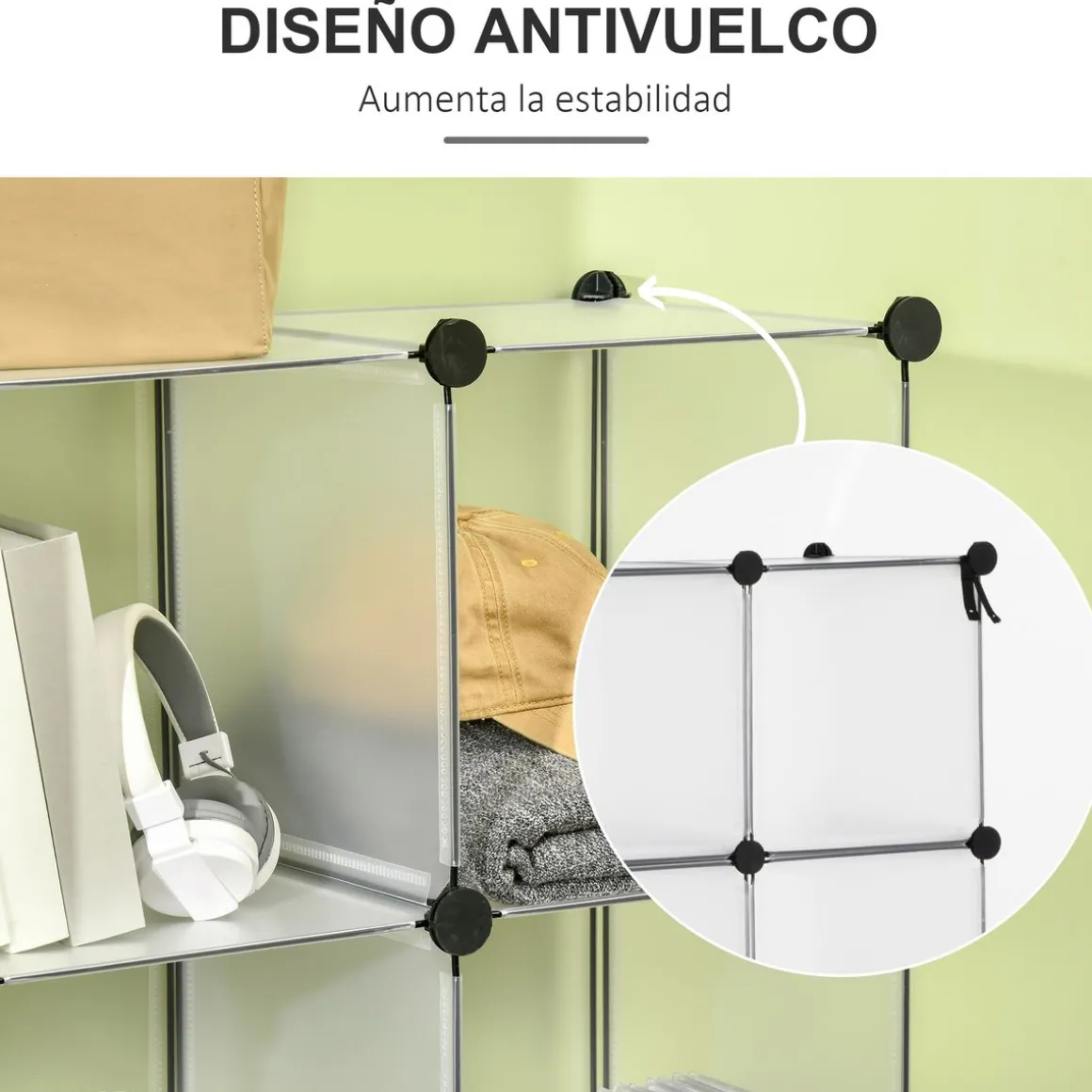 Organizador modular Pluma Homcom 16 cubos transparente 125x125x32 cm