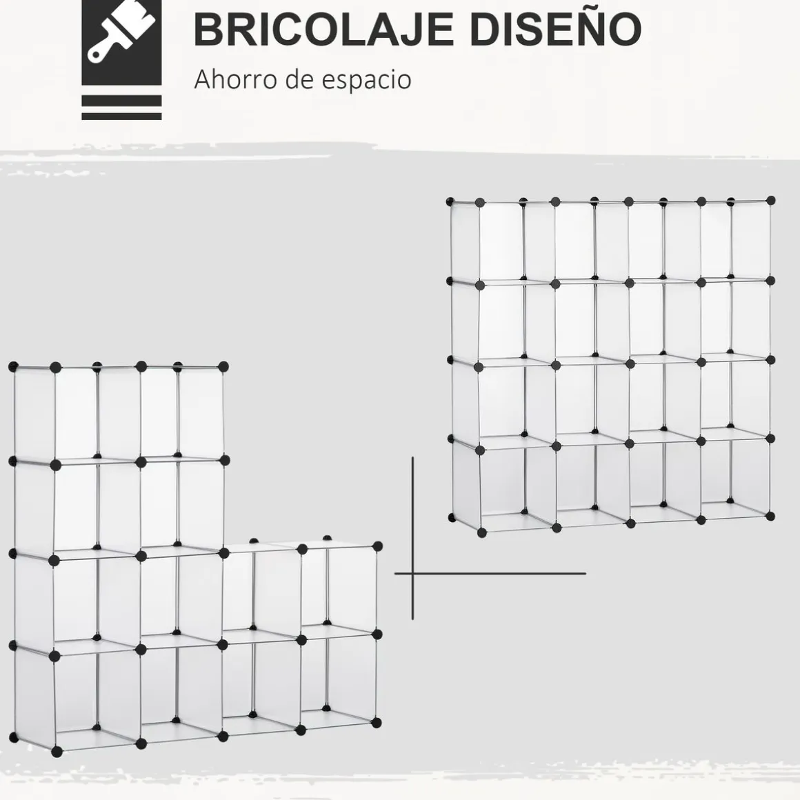 Organizador modular Pluma Homcom 16 cubos transparente 125x125x32 cm