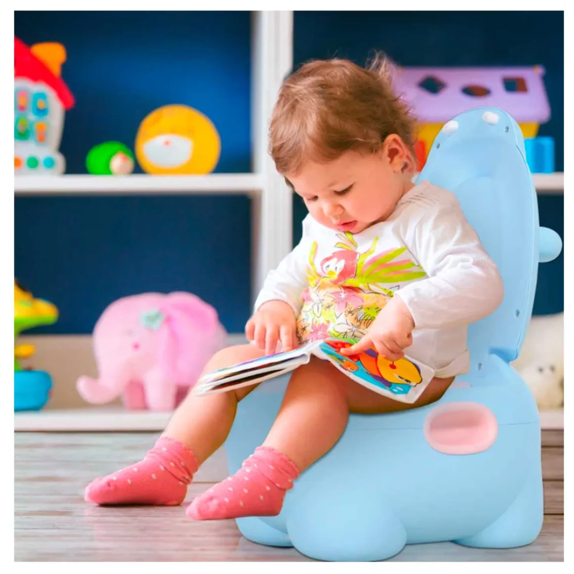 Orinal infantil Homcom 2 en 1 hipopótamo 23x30x40 cm