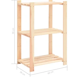 Pack 3 estanterías Alpine 3 niveles natural 90x60x38 cm