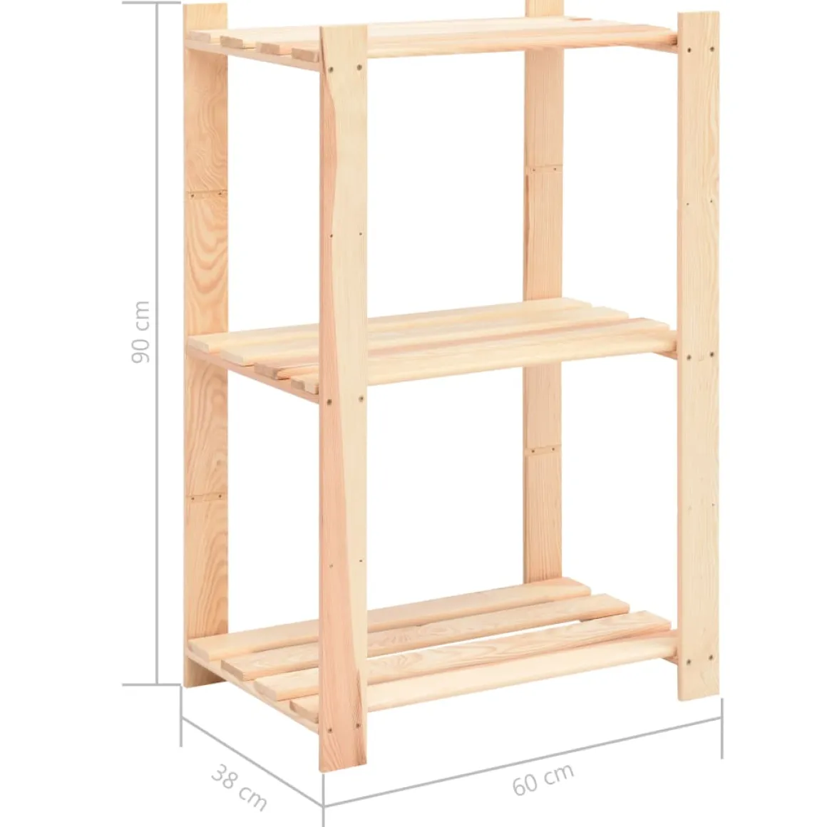 Pack 3 estanterías Alpine 3 niveles natural 90x60x38 cm