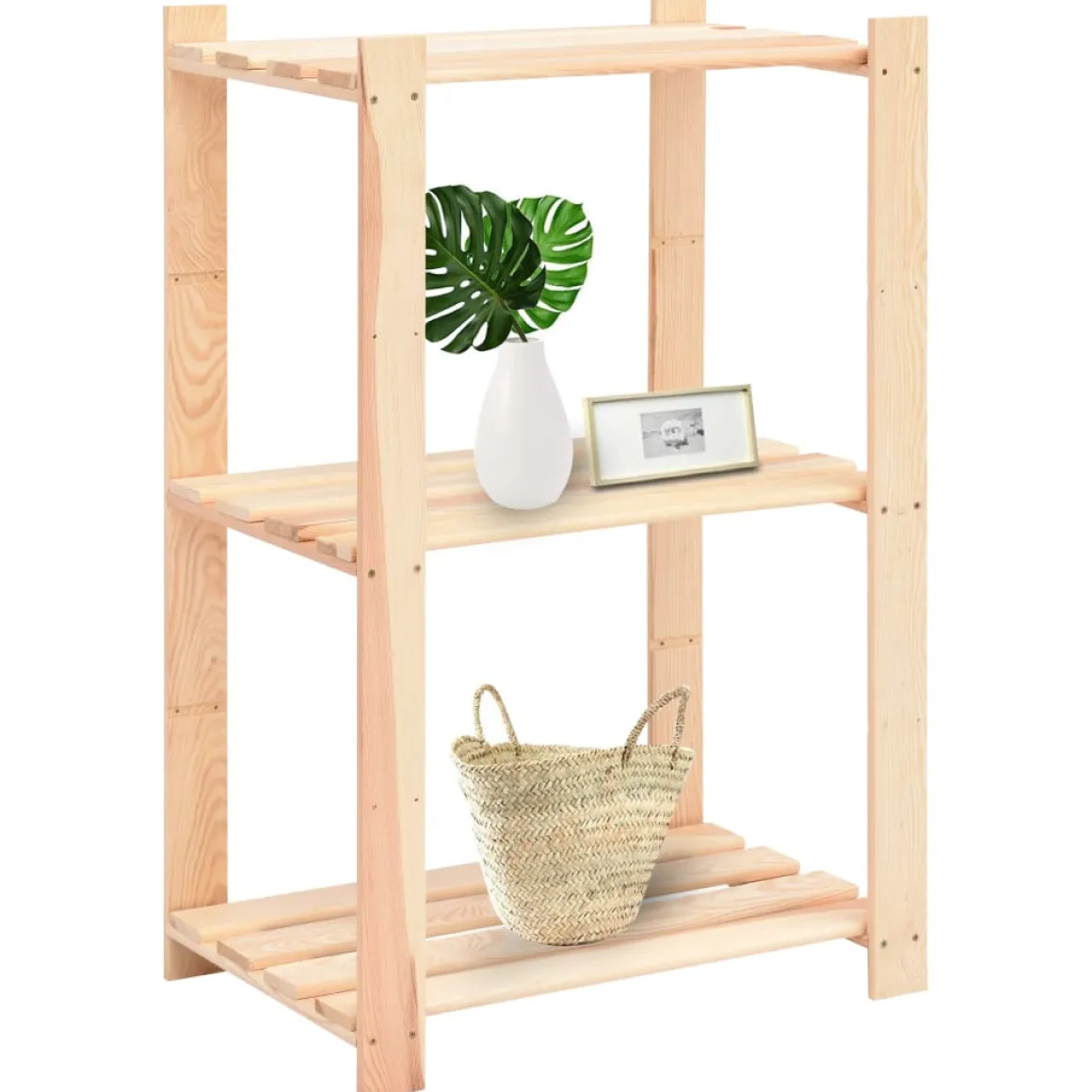 Pack 3 estanterías Alpine 3 niveles natural 90x60x38 cm