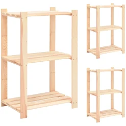 Pack 3 estanterías Alpine 3 niveles natural 90x60x38 cm