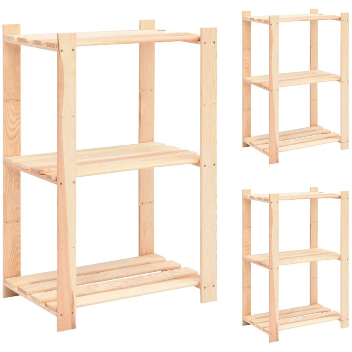 Pack 3 estanterías Alpine 3 niveles natural 90x60x38 cm