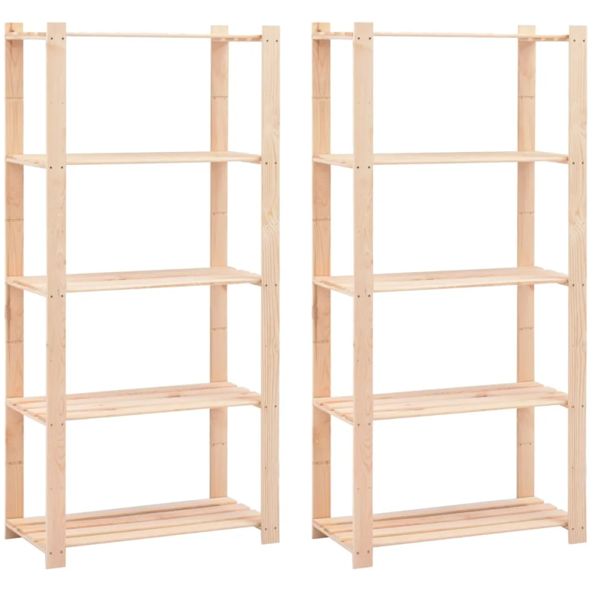 Pack 2 estanterías Everest 5 niveles natural 170x80x38 cm