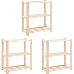 Pack 3 estanterías Loft 3 niveles natural 90x80x38 cm