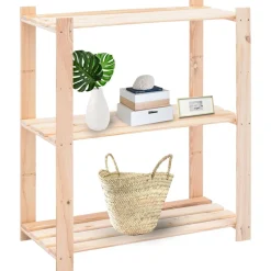 Pack 3 estanterías Loft 3 niveles natural 90x80x38 cm