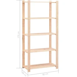 Pack 3 estanterías Nordic 5 niveles natural 170x80x38 cm
