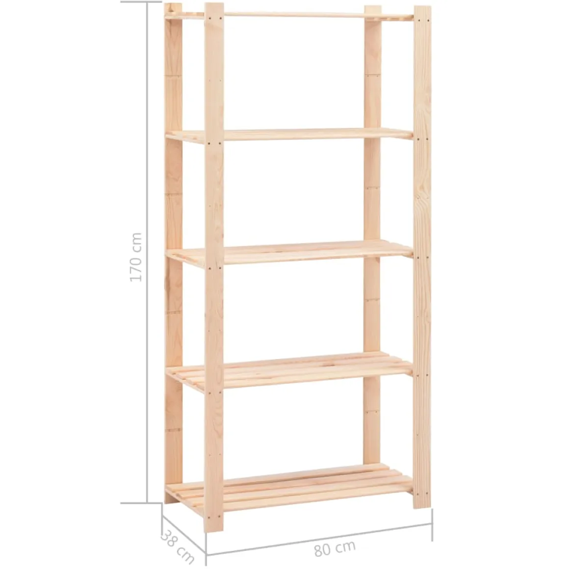 Pack 3 estanterías Nordic 5 niveles natural 170x80x38 cm