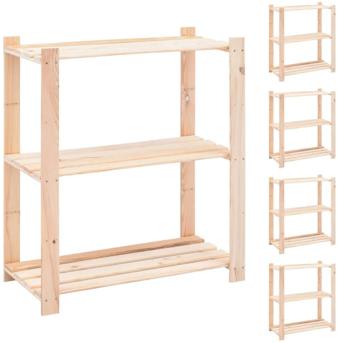 Pack 5 estanterías Prime 5 niveles natural 90x80x38 cm