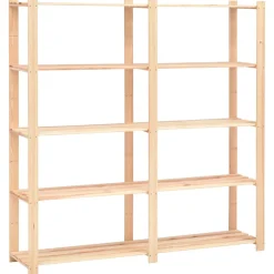 Pack 5 estanterías Solid 5 niveles natural 170x38x170 cm