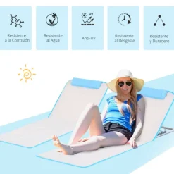 Pack 2 esterillas de playa Outsunny 5 posiciones + bolsa de transporte 36-45x48x134 cm
