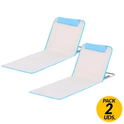 Pack 2 esterillas de playa Outsunny 5 posiciones + bolsa de transporte 36-45x48x134 cm