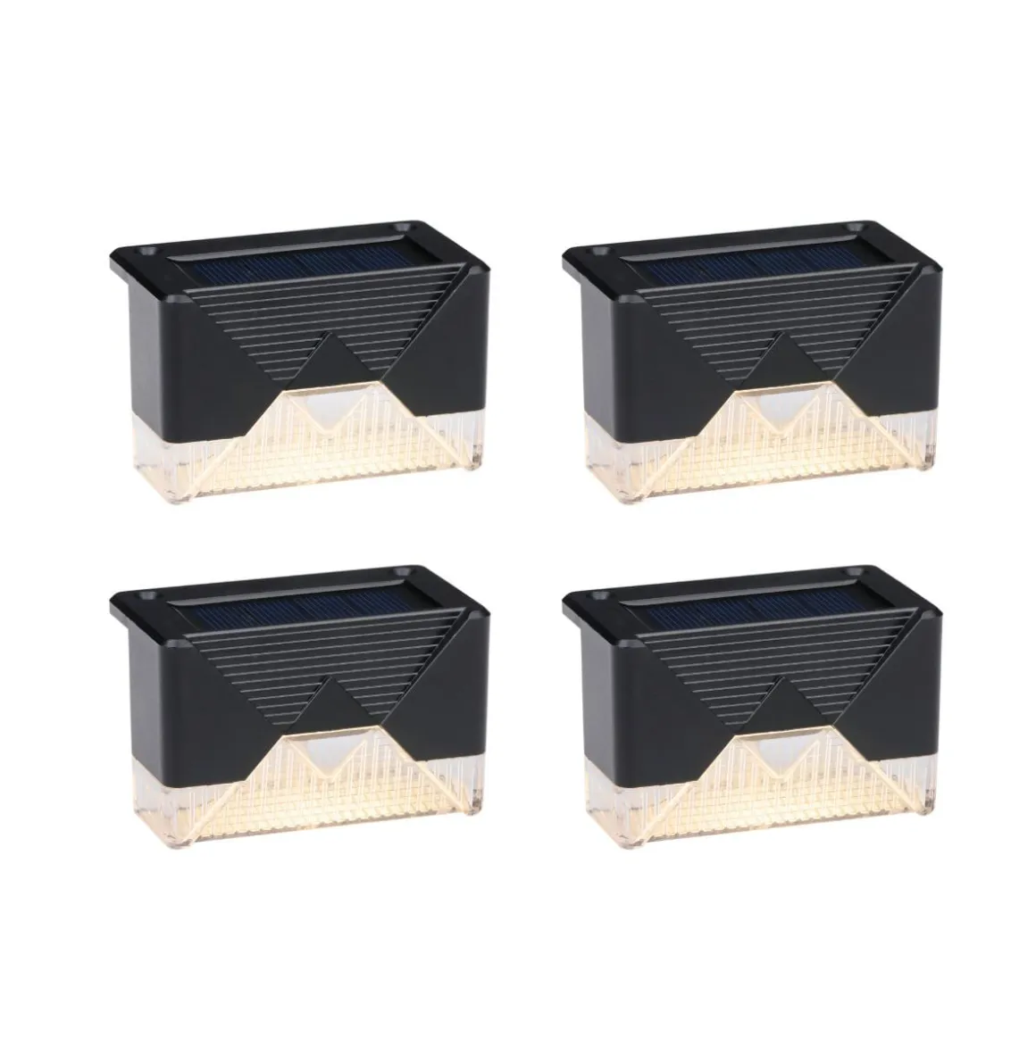 Pack 4 lámparas solares luz cálida negro