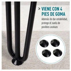 Pack 4 patas para mesa Homcom con protectores negro 71x12x12 cm