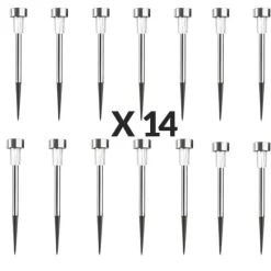 Pack 14 Piquetas solares Pro Garden 33cm inox