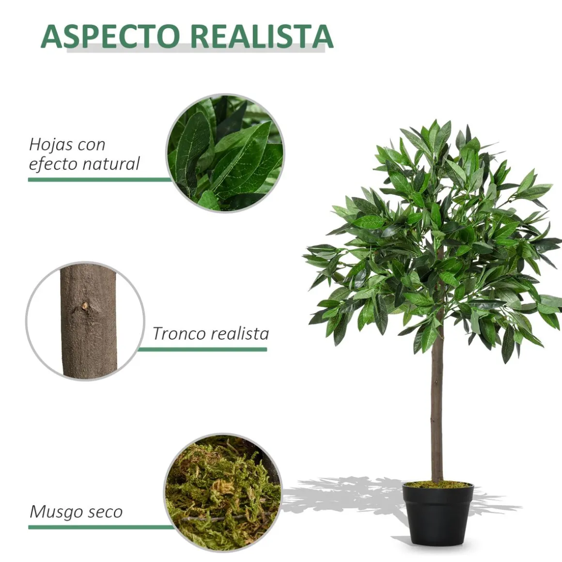 Pack 2 plantas artificiales Lohan Outsunny verde Ø16x90 cm